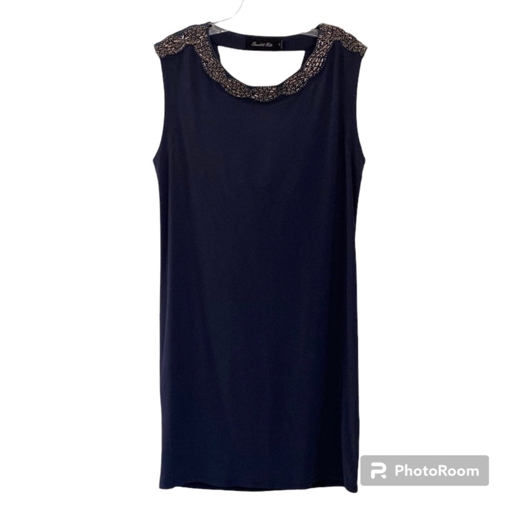 Scarlett Nite Dar Gray Sleeveless With Beaded Neckline Dress Size 10